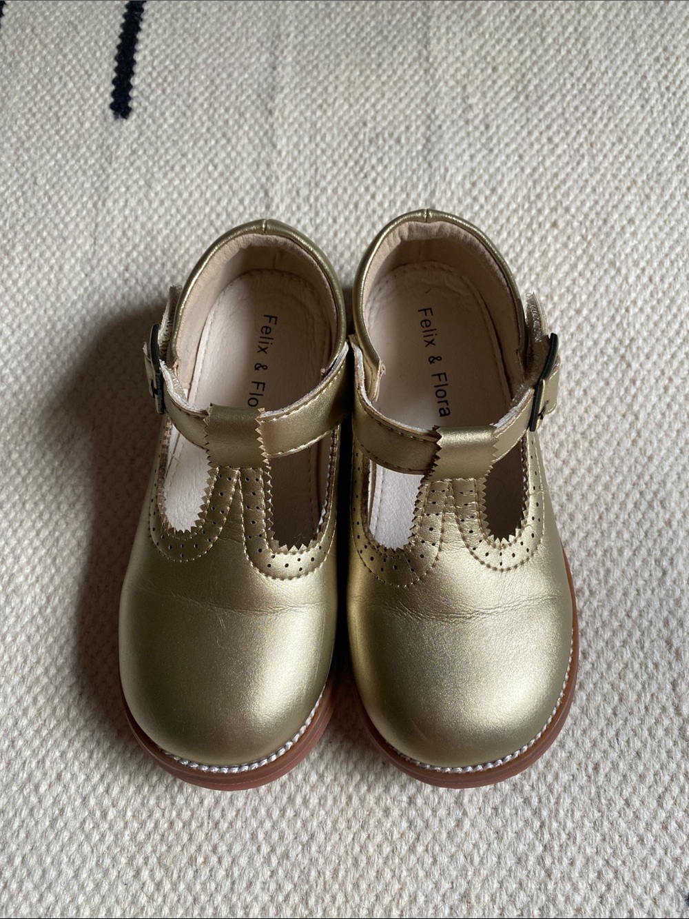 Felix & Flora Girls' Gold Mary Jane Shoes